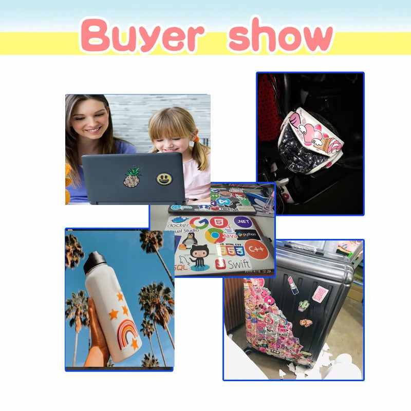 50pcs Small Fresh Stamp Art Stickers Aesthetic Phone Bike Wall Scrapbook Motorcycle Waterproof Cartoon Sticker For Toys Gifts