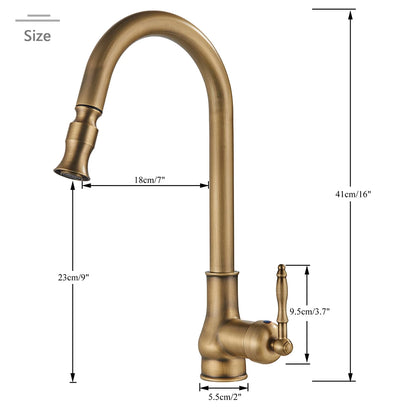 Rozin Antique Brass Kitchen Faucet Pull Out Spout Kitchen Faucets Black Single Hole Swivel Hot Cold Water Kitchen Mixer Tap