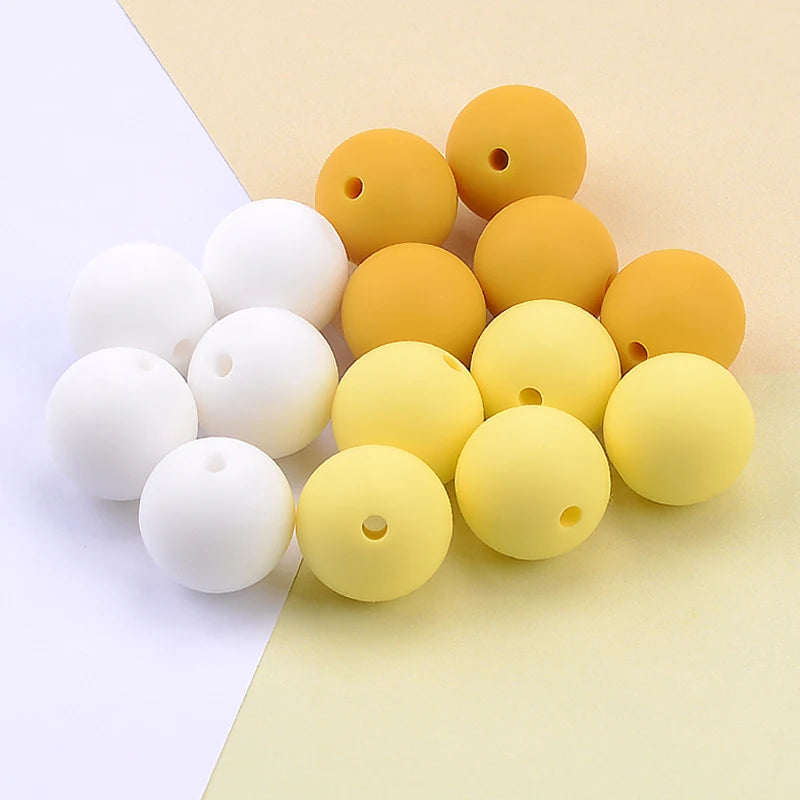 LOFCA 40pcs 12mm Silicone Beads Teething Chew Beads Food Grade Teether Necklace BPA Free Diy Jewelry Baby Teether Toy Pacifier