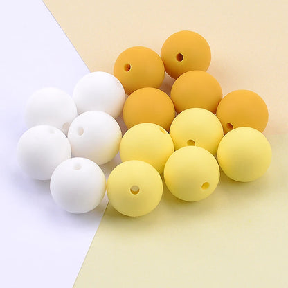 LOFCA 40pcs 12mm Silicone Beads Teething Chew Beads Food Grade Teether Necklace BPA Free Diy Jewelry Baby Teether Toy Pacifier