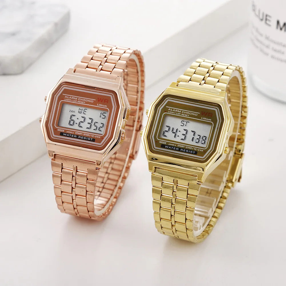 Women Men Unisex Watch Gold Silver Black Vintage LED Digital Sports Military Wristwatches Electronic Digital Present Gift Male