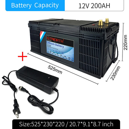 12V/24V LiFePO4 Battery with BMS - 30/50/100/120/135/300Ah for Golf Cart, Solar, RV, EV - Long Lifespan