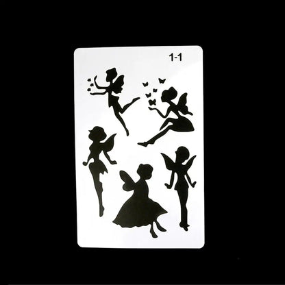 12 Design DIY Painting Template Wall Stencil Airbrush Scrapbook Coloring Embossing Album Diary Journal Drawing Copy Templates