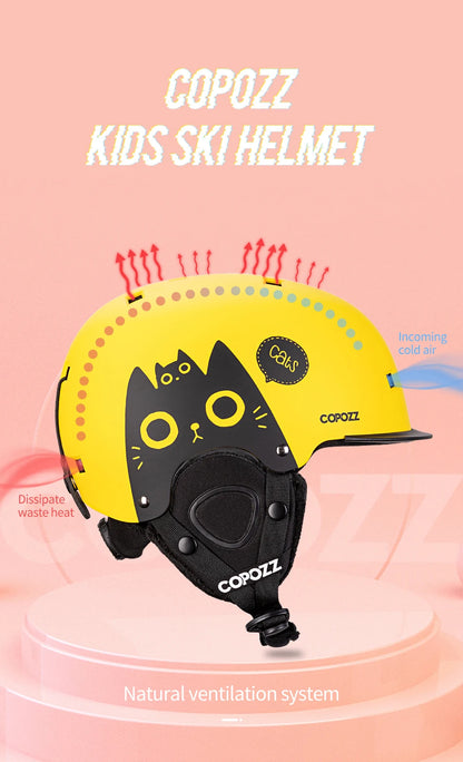 COPOZZ Cartoon Kids Children Ski Helmet Integrally-molded Outdoor Sports Protection Snowboard Helmet Women Skiing Equipment