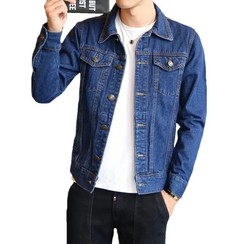 Hot 2026 Fashion Mens Denim Jackets Slim Fit Mens Jeans Jacket Cotton Outwear Coat Long Sleeve Hole Male Clothing Size M-4XL