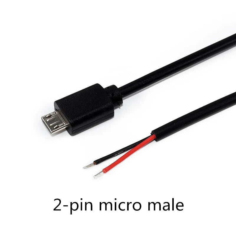 1/2/5Pcs 2Pin 4Pin Micro USB Charger Connector USB 2.0 Type A Male Female Power Supply Extension Cable Wire DIY Data Line