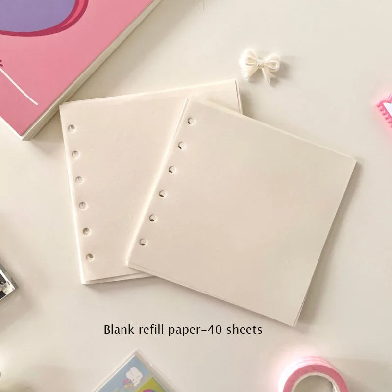 Sharkbang A7 Square Loose Leaf Diary Notebook Glitter Journals Agenda Planner PVC Binder Goo Card Book Gift Set Stationery