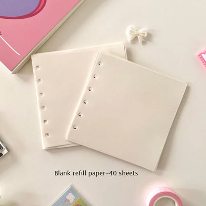 Sharkbang A7 Square Loose Leaf Diary Notebook Glitter Journals Agenda Planner PVC Binder Goo Card Book Gift Set Stationery