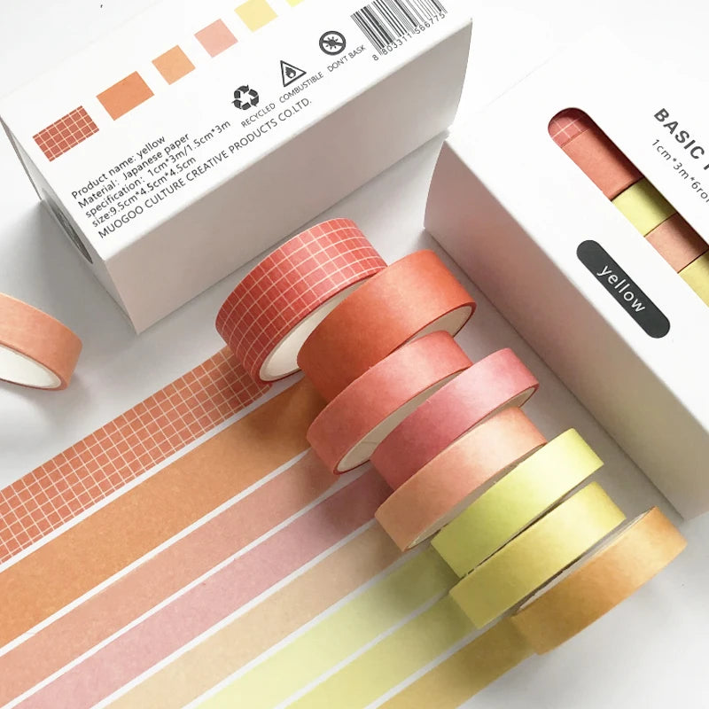 JIANWU 8pcs/set Retro Solid Color Basic Decoration Washi Tape Set DIY Scrapbook Cute Sticker Kawaii Masking Tape School Supplies