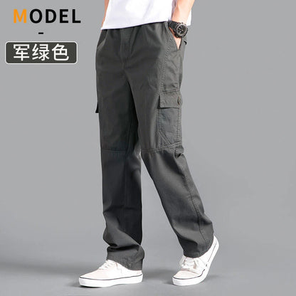Cotton Cargo Trousers Men Work Pants Sports Casual Jogging Training High Quality Overalls Korean Plus Size Loose Straight Pants