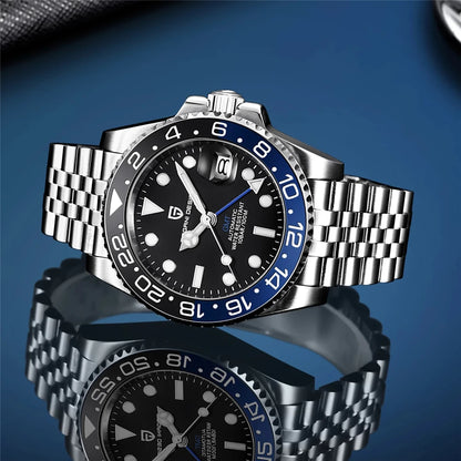 PAGANI DESIGN 2026 40MM Luxury Men GMT Automatic Machinery Watch Ceramic Bezel Jubilee Strap Sapphire Waterproof Watches for men