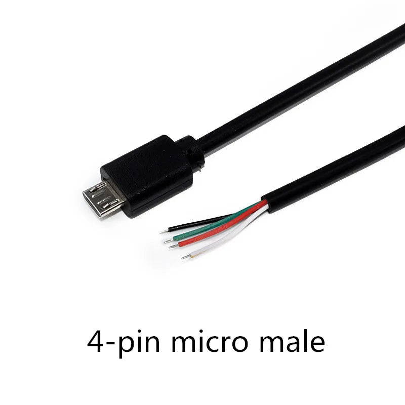 1/2/5Pcs 2Pin 4Pin Micro USB Charger Connector USB 2.0 Type A Male Female Power Supply Extension Cable Wire DIY Data Line