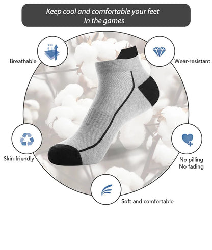 5 Pairs organic cotton men socks thin knit mesh ankle socks summer fitness breathable quick dry short sock for cycling Plus size