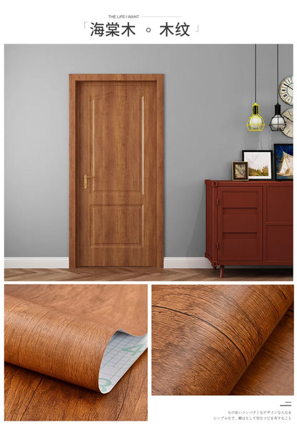90x210cm/30X500cm Grey Wood Grain Wallpaper On The Door Adhesive  Furniture Refurbish Sticker Home Decor Wall Decal Door Sticker