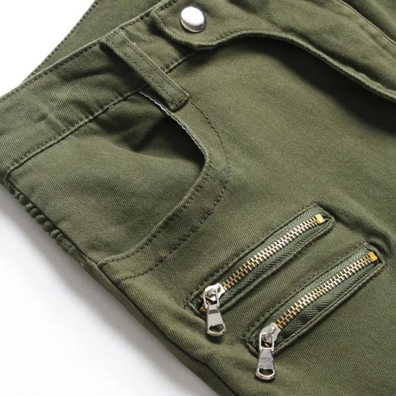 2022 New Fashion Mens Biker Jeans Punk Style Men Cargo Denim Pants  Zipper Pocket Motorcycle Jeans Male Pantalones Hombre