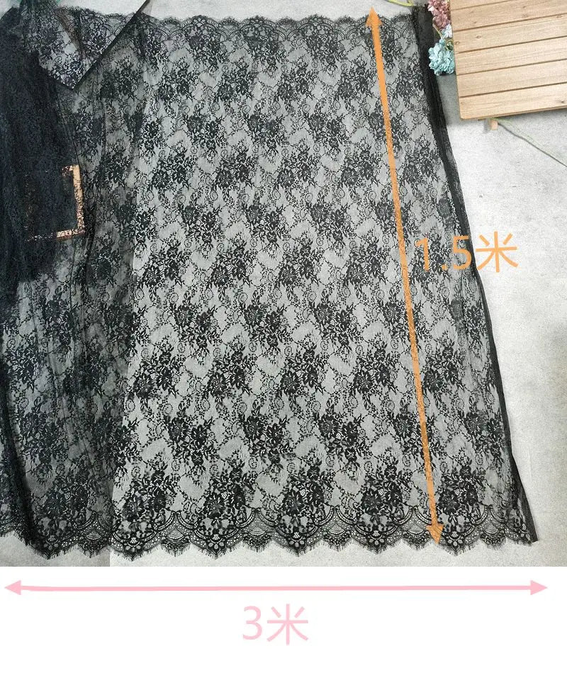 3Meter Exquisite Eyelash Lace 150CM White Lace Fabric Wedding Dress Sexy Lingerie DIY Clothes Accessory Wholesale Prices