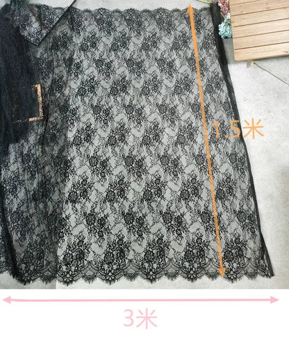 3Meter Exquisite Eyelash Lace 150CM White Lace Fabric Wedding Dress Sexy Lingerie DIY Clothes Accessory Wholesale Prices