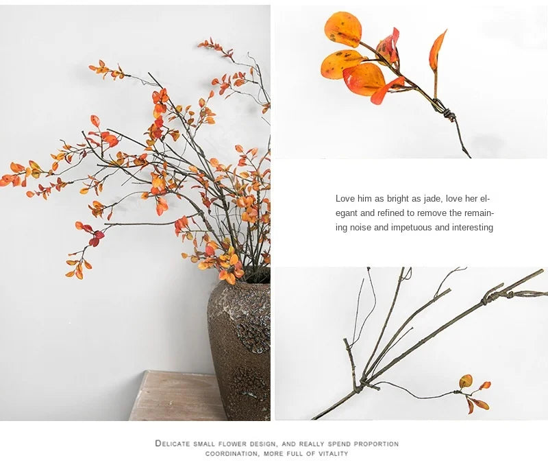 110cm Single Feel Autumn Leaf Plant Bouquet Artificial Flowers Plastic Floor Wedding Arrangement Withered Rattan decoration
