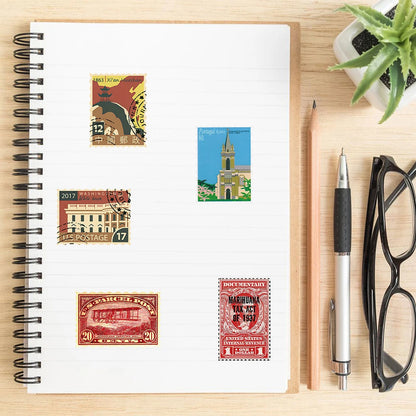 10/30/50pcs Vintage Retro Travel Stamp Stickers Scrapbook Phone Laptop Guitar Stationery DIY Waterproof Sticker Decals Kids Toy