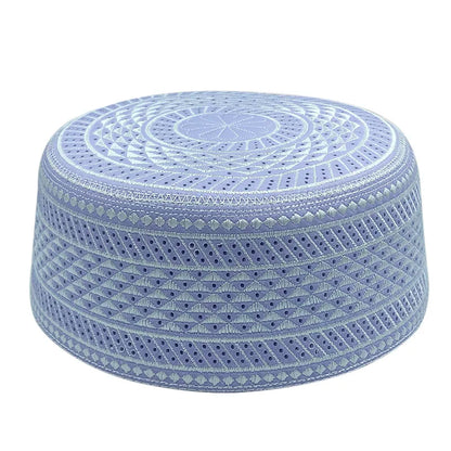 Muslim Men's Cotton Embroidered Prayer Hat Islamic Headscarf Leisure Saudi Arabia Style Topkippot Turban for Men's Clothing