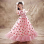 Girls Sequins Strawberry Pink Dresses Kids Dance Show Gowns Teen Girl Wedding Bridal Clothes Teenagers First Communion Dresses