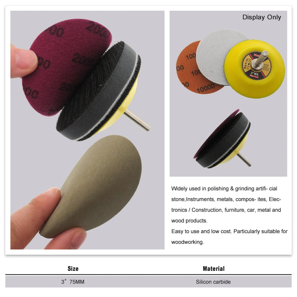 3 Inch Wet Dry Sanding Paper 75MM 320-10000 Grit Hook and Loop Sandpaper 20/50/100 Pcs Electrostatic Planting Silicon Carbide