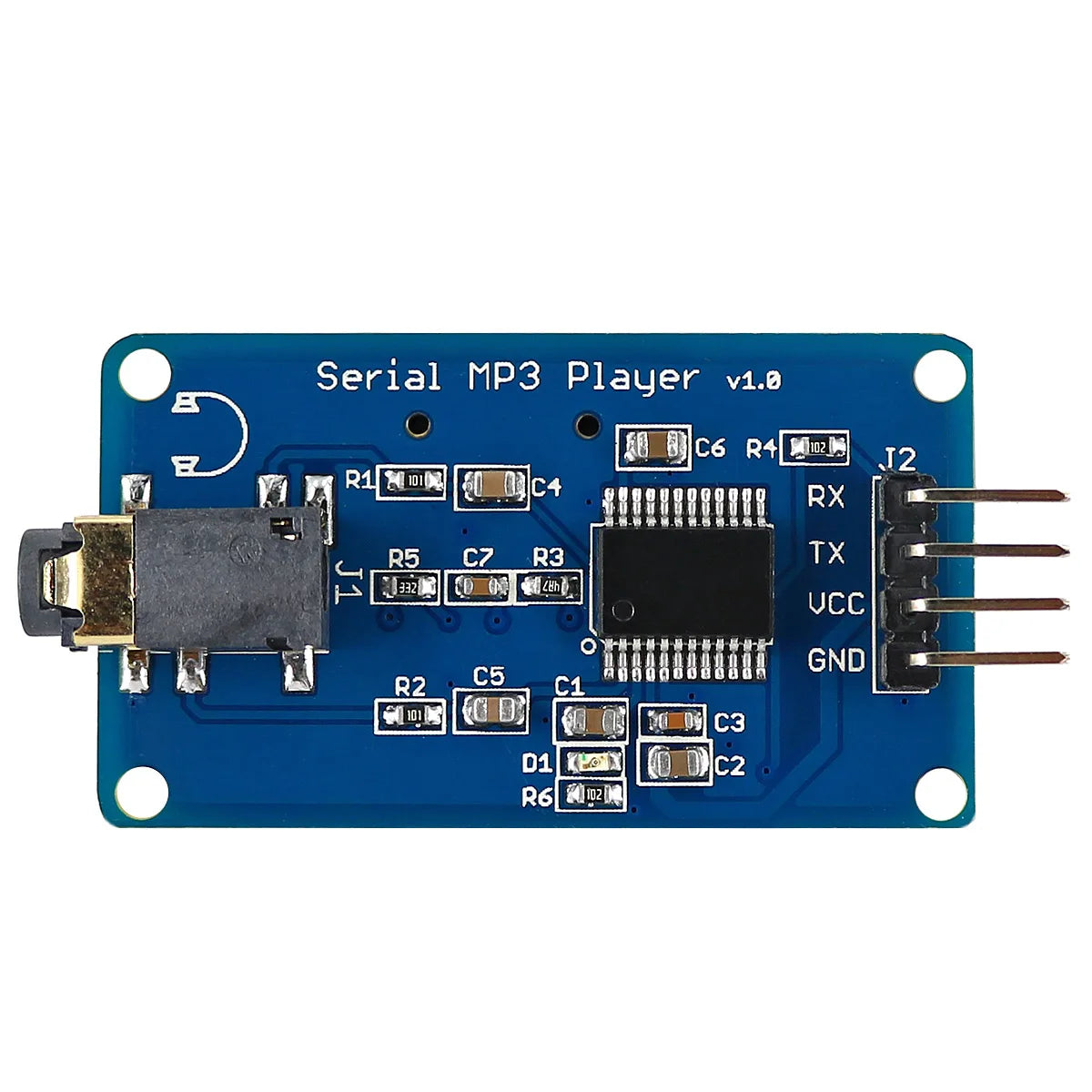 Blue MP3 module UART Control Serial MP3 Player with Headphone Output Speaker MicroSD Card Sound Speaker Module for 328P Board
