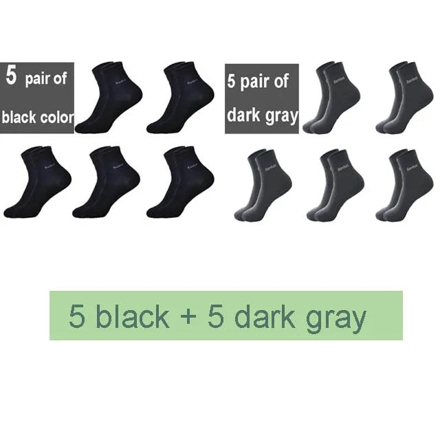 10Pairs/Lot Men Bamboo Socks Brand Comfortable Breathable Casual Business Men's Crew Socks High Quality Guarantee Sox Male Gift