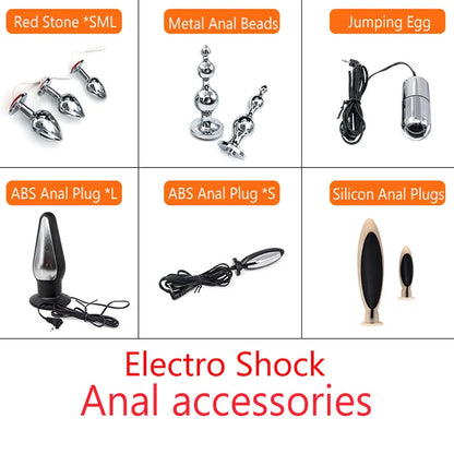 Electro Shock Anal Vaginal Plug Jump Egg Dildo Butt Plug Stimulator E-Stim Prostate Massager Electricity Accessory BDSM Sex Toy