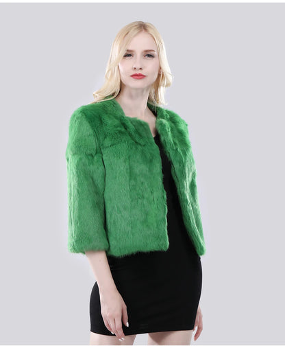 Hot Sale Girl Real Rabbit Fur Coat Women Real Rabbit Fur Jacket Genuine Real Rabbit Fur Outerwear Casual Short Real Fur Coats