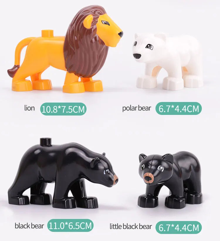 Building Block Toy Animal Series: Black Cat Dog Lion Tiger Elephant Children's Party Zoo Parent-child Interactive Holiday Gift