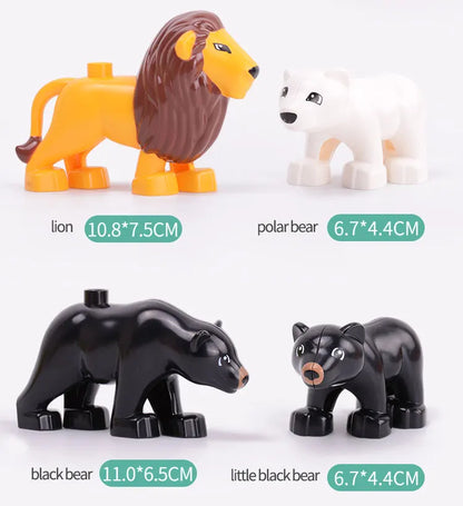 Building Block Toy Animal Series: Black Cat Dog Lion Tiger Elephant Children's Party Zoo Parent-child Interactive Holiday Gift