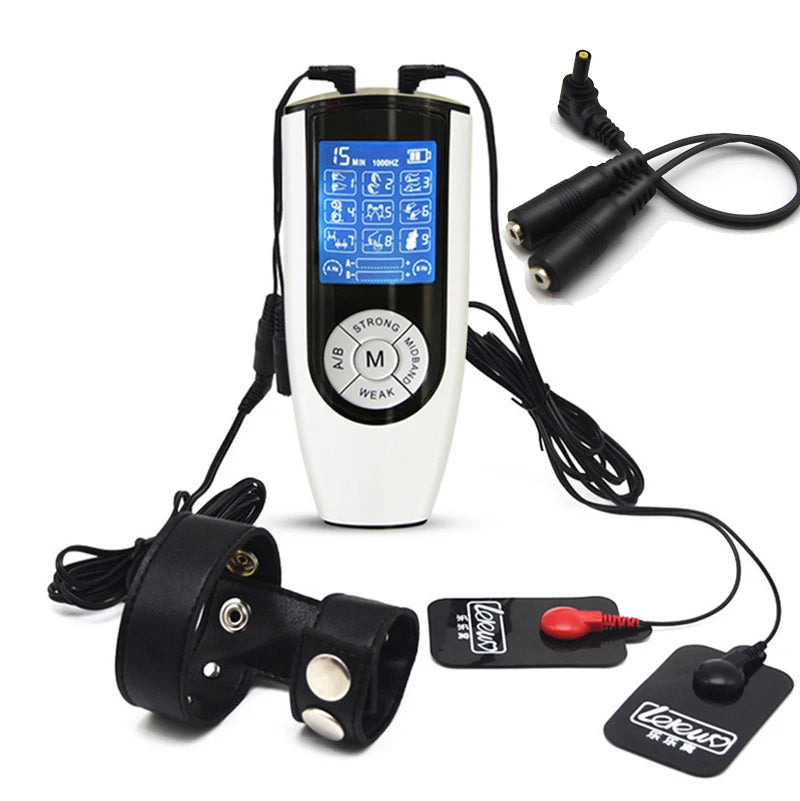 Electro Shock E-Stim Estim Kit Conductive Bands Penis Ring Extender Enlarger,Male Masturbator Cock Ring,BDSM Toys