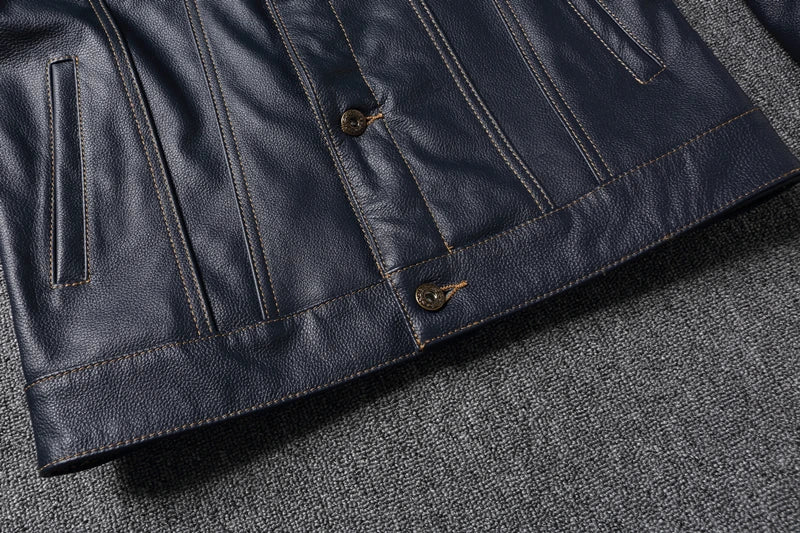 CC Shop Top.Y2K new classic casual slim fit genuine leather coat.quality fashion cowhide jacket.Young popular 557 style Denim