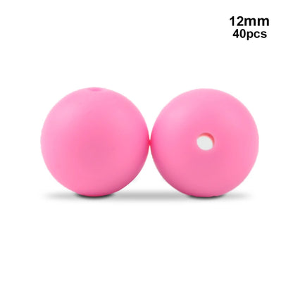 LOFCA 40pcs 12mm Silicone Beads Teething Chew Beads Food Grade Teether Necklace BPA Free Diy Jewelry Baby Teether Toy Pacifier
