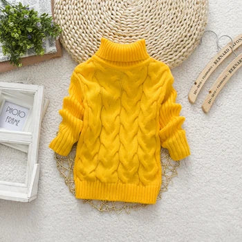 Winter Boys Sweater Kid Thick Knitted Bottoming Turtleneck Shirts Solid High Collar Cardigan High Quality Children Sweater