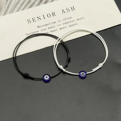 2 pcs Adjustable Lucky Black Red String Bracelets Flat Blue Evil Eye Woven Men Lucky Bracelet Women Femme New Fashion Jewelry