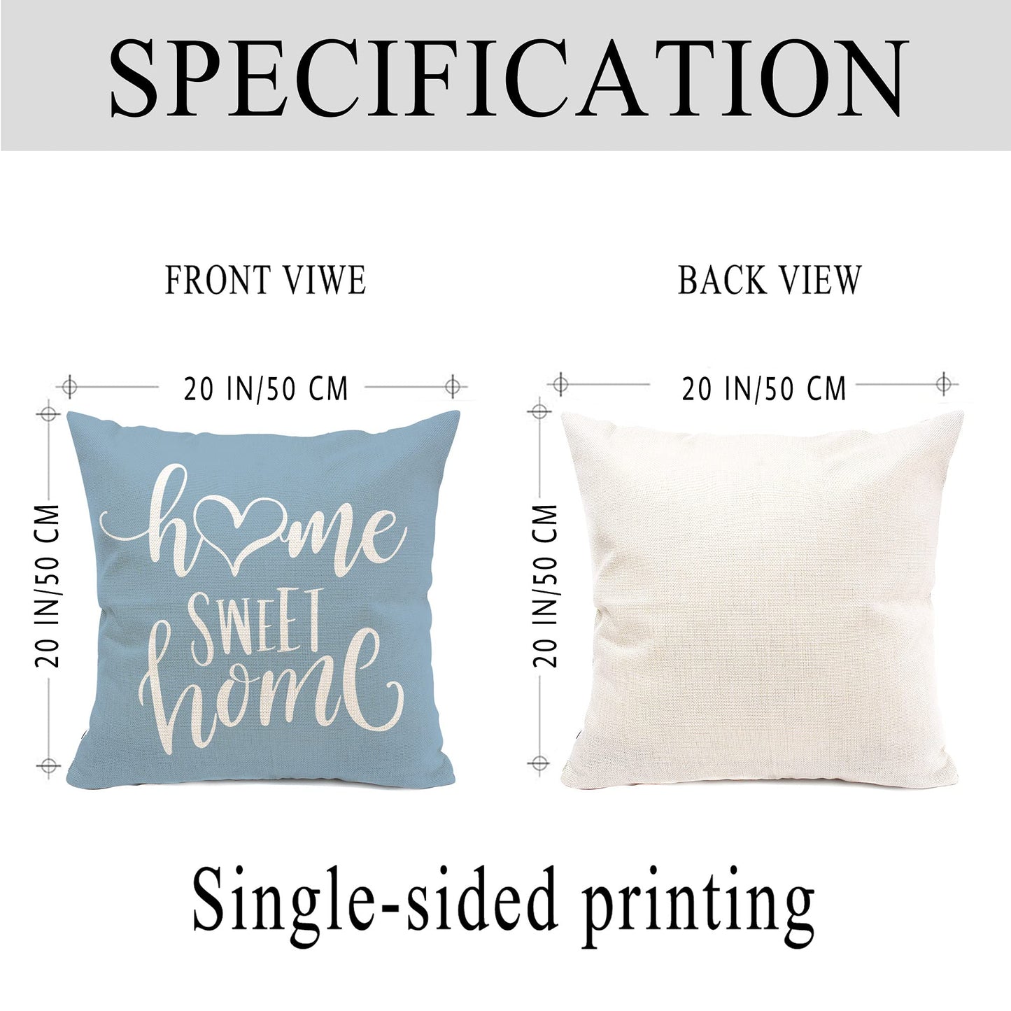 Lake blue white geometric linen pillowcase sofa cushion cover home decoration can be customized for you 40x40 45x45 50x50 60x60