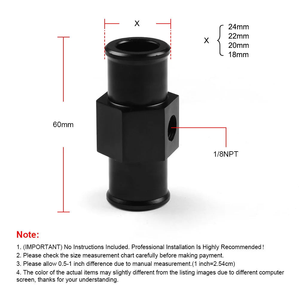 Dynoracing Water Temp Gauge Radiator Temperature Water Temp Joint Pipe Sensor 40mm 38mm 36mm 34mm 32mm 30mm 28mm Hose Adapter