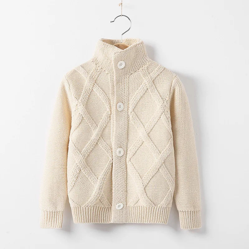 Winter Boys Sweater Kid Thick Knitted Bottoming Turtleneck Shirts Solid High Collar Cardigan High Quality Children Sweater