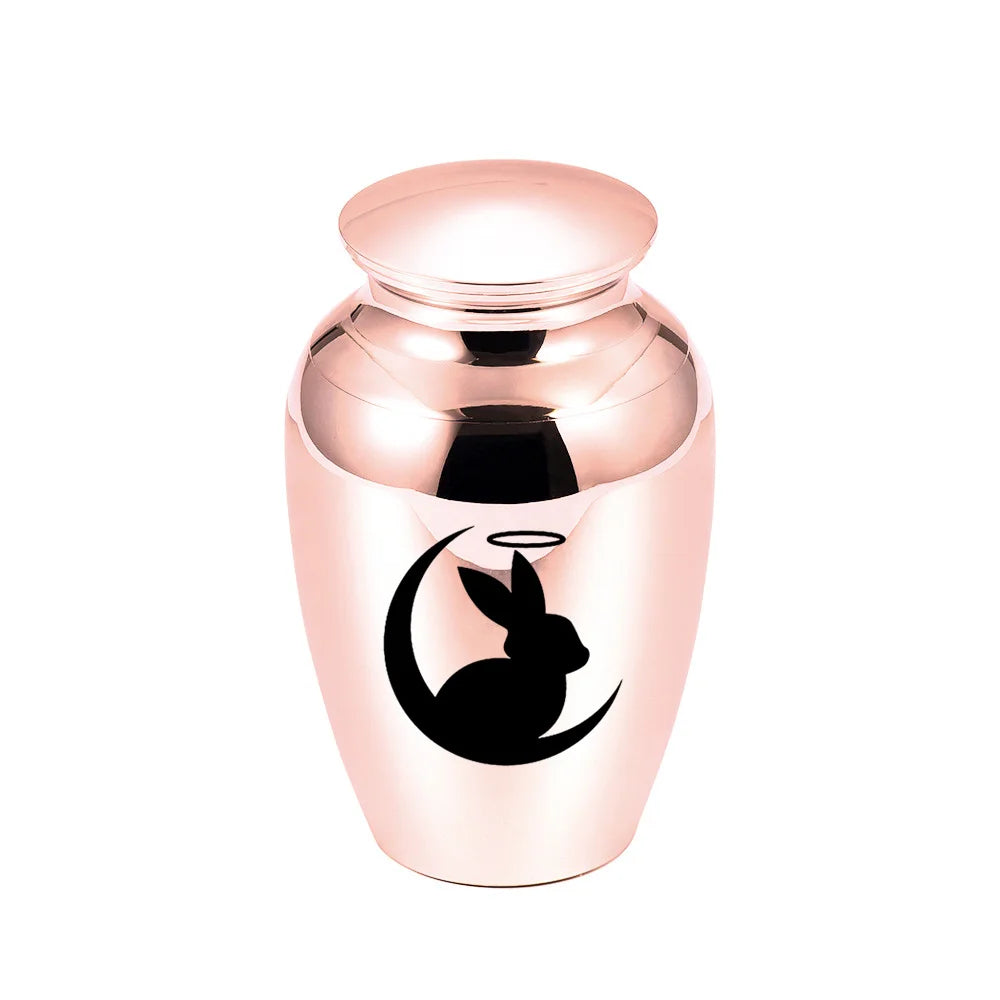 Christmas Gift Human 45x70mm Lovely Custom Jewelry Pet Souvenirs Aluminum Alloy Funeral Urn for Ashes- Rabbit and Moon