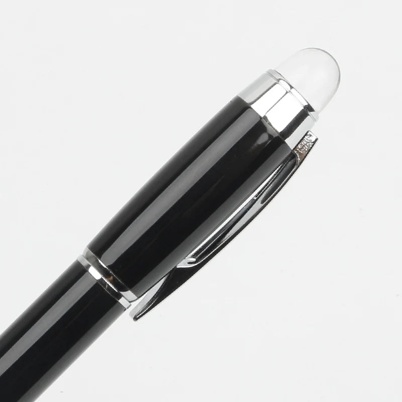 Baoer 79 Rollerball /Ballpoint Pen  Black Matte Silver Line Rotating Crystal Cover Office School Supplies Writing