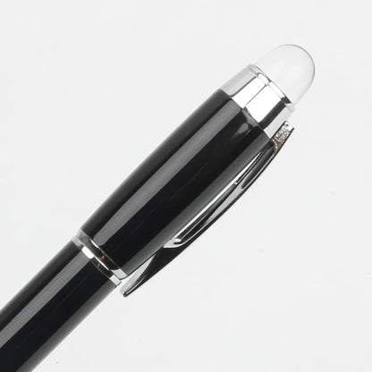 Baoer 79 Rollerball /Ballpoint Pen  Black Matte Silver Line Rotating Crystal Cover Office School Supplies Writing