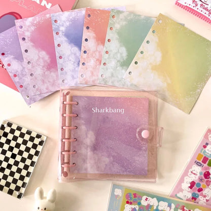 Sharkbang A7 Square Loose Leaf Diary Notebook Glitter Journals Agenda Planner PVC Binder Goo Card Book Gift Set Stationery