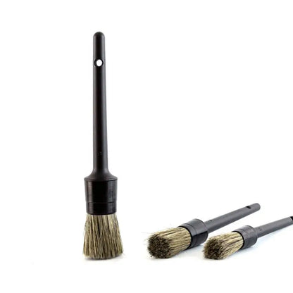 3Pcs Natural Boar Hair Car Detailing Brush Set Soft Bristle Car Cleaning Brush Kits Auto Tire Wheel Wash Exterior Accessories