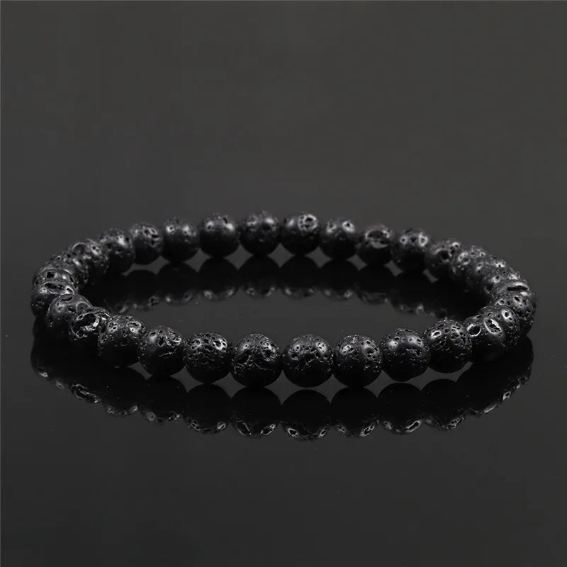 Hot Sale 2pcs/Set Couples Beaded Bracelets Tiger Eye Black Lava Natural Stone Beaded Bracelets Malachite Energy Elastic Jewelry