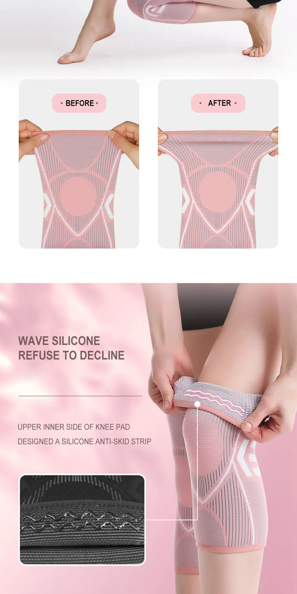 AOLIKES 1PCS Knee Supports Brace for Women, Knee Compression Sleeves for Joint Pain Relief, Arthritis, Injury Recovery, Knee Rel