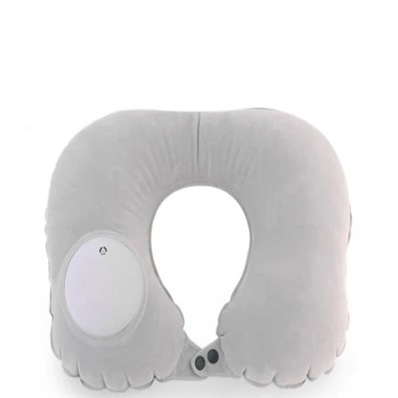 U-Shape Travel Pillow Automatic Air Inflatable Airplane Car Pillows Ring Pillow Folding Press Type Bed Pillows Neck Cushion