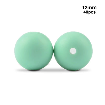 LOFCA 40pcs 12mm Silicone Beads Teething Chew Beads Food Grade Teether Necklace BPA Free Diy Jewelry Baby Teether Toy Pacifier