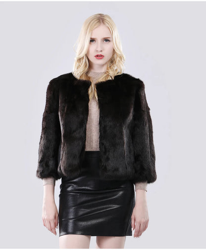 Hot Sale Girl Real Rabbit Fur Coat Women Real Rabbit Fur Jacket Genuine Real Rabbit Fur Outerwear Casual Short Real Fur Coats
